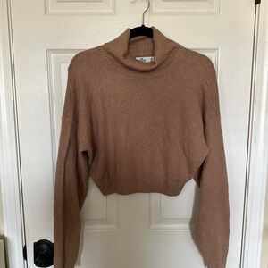 Hollister Warm Brown Turtleneck Crop Sweater